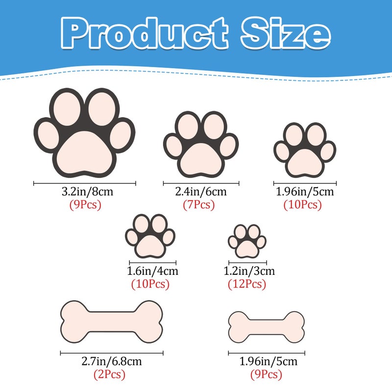 Sinekong Dog Paw Print Stickers Glow in The Dark Wall Decals Pup Dog Room Decor Stickers Vinyl Dog Paw Bone Wall Decals Removable Animal Footprint Decal for Kids Boys Girls Bedroom Nursery Blue - Image 3